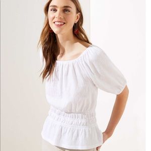 LOFT Petite Textured Cinched Waist Top